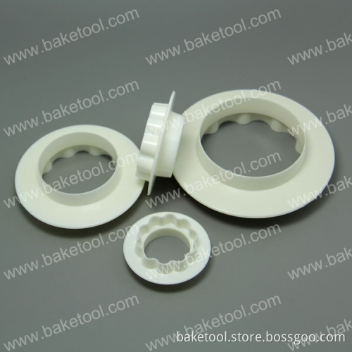 Cake Round&Wavy Edge Decoration Set Cake Fondant Plunger Cutter Mold Set